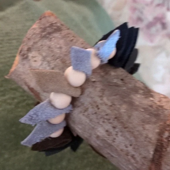 Handmade Genuine Leather Natural Wood Necklace Choker Bracelet Black #09 - Picture 8 of 11